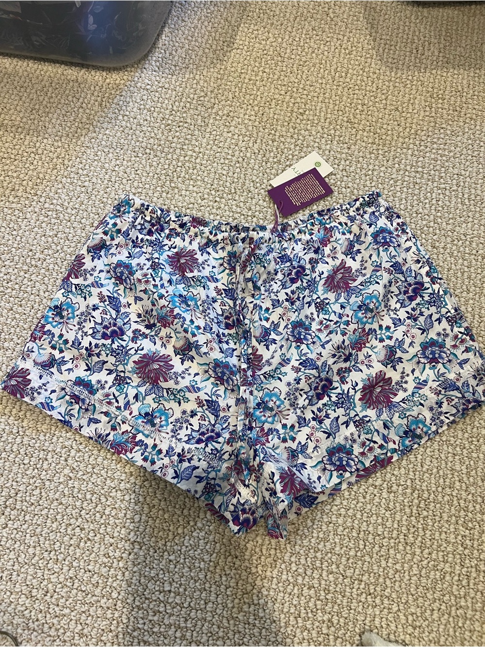 J. Crew Liberty Fabric Cotton Cruise Shorts in White, Teal & Purple